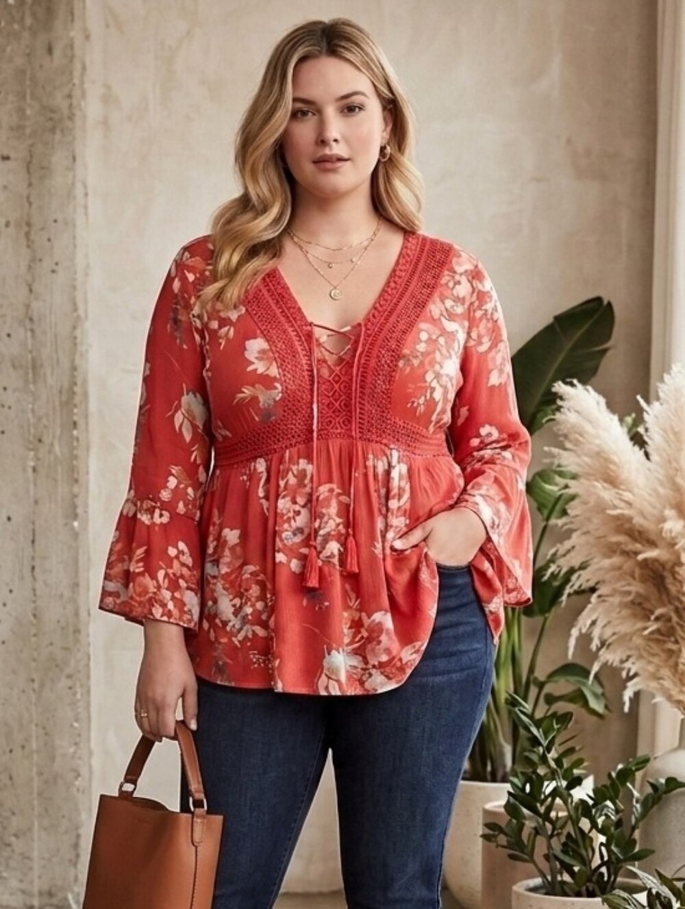 Torrid 1 Contemporary Romantic Bohemian Peasant Cottagecore Babydoll Tunic Top